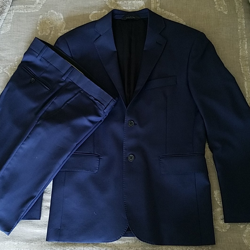 Yves Saint Laurent Men's 36R(jkt) Navy Blue Suit